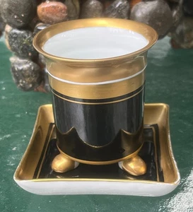 Vintage LIMOGES Art Deco Porzellan Zigarettenräucherset - Schwarz/Gold - Bild 1 von 6