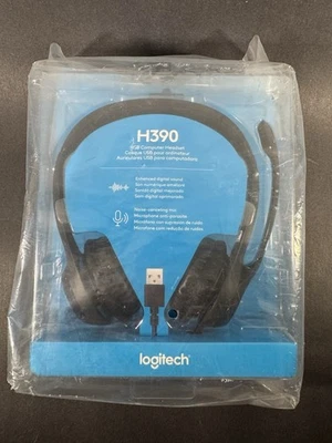 Logitech H390 Noise-Cancelling Mic Black Over the Ear USB Headset Enhanced Sound - Image 1 of 4
