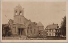 1910 HAMBURG, Iowa RPPC Real Photo Postcard "Christian Church" Street View