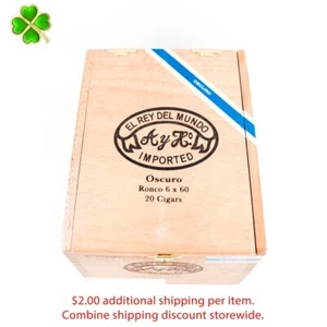 Caja de cigarros de madera vacía El Rey del Mundo Ronco Oscuro 6,75" x 5,25" x 4,25" - Imagen 1 de 12