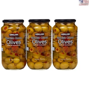 Spanish Queen Olives Stuffed With Minced Pimiento - 21oz Glass Jar (Pack of 3) - Picture 1 of 3