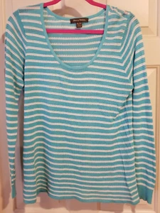❤❤ Suéter TOMMY BAHAMA Mezcla de Algodón Manga Larga Rayas Verde Azulado Talla XL - Imagen 1 de 7