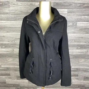 YMI Snap & Zip Up Collar Black Wool Blend Jacket w/ Lining Women's Size Large - Picture 1 of 11