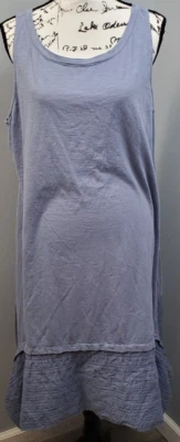 Vestido sin mangas LOGO by Lori Goldstein para mujer pequeño 2X azul liso plisado cuello redondo Foto 1 de 4