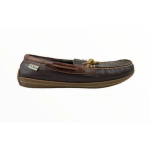 L.L. Bean Handsewn Mens Moccasins Shoes Brown Slip-On Flannel Lined Moc Toe 9 M - Picture 1 of 6
