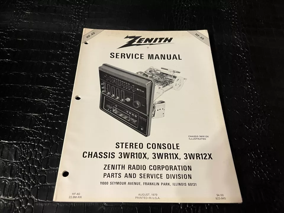 Zenith Service Manual - STEREO CONSOLE CHASSIS 3WR10x 3WR11X 3WR12X - Image 1 of 1