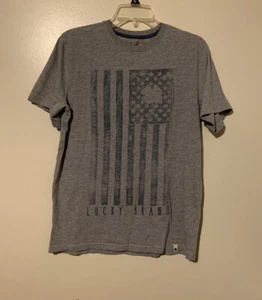 T-shirt LUCKY BRAND Youth taglia XL, adulto S, grigia bandiera e quadrifoglio - Foto 1 di 4