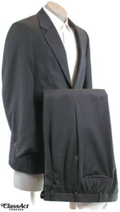 KEITH NEIL BRENDAN Mens Gray Striped 2 Btn Wool 40R Pleated Fronts 36" Waist - Picture 1 of 10