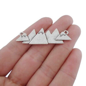 10pcs Antique Silver Tone Mountains Connector Charms Pendants for Jewelry Making