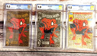 Spider-Man #1 1990 lot of 3 CGC Graded Comics. Editions Gold, Silver, Polybagged - Image 1 of 4