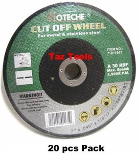 20 pcs Cut Off Wheel Stainless Steel 7" X 3/64" X 7/8" Metal Disc Saw Blade - Picture 1 of 3