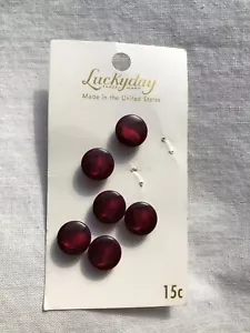Set of 6 Variegated Dark Red Round Buttons 1/2" wide Plastic by Luckyday - Shank - Picture 1 of 1