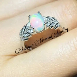 Natural Opal Ring 925 Sterling Silver Ring Ethiopian Opal Gemstone Promise Ring - Picture 1 of 4