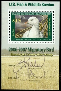 EDW1949SELL : USA 2006 Scott #RW73b Souvenir Sheet with both signatures Cat $180 - Picture 1 of 2