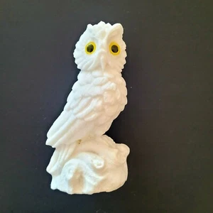 Vintage Alabaster weiße Eule Figur gelbe Augen Made in Italy - Bild 1 von 9