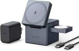 Anker MagGo 3-in-1 Cube Charging Station with Qi2 for iPhone Airpod Apple Watch - Picture 1 of 7