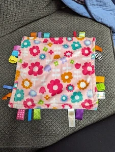 Bright Starts Tag Pink Flowers Baby Lovey Security Blanket Tags Teething 12" - Picture 1 of 1