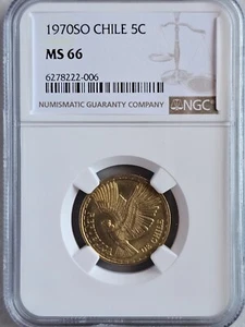 Chile 5 Centesimos 1970SO NGC MS 66 - Picture 1 of 2