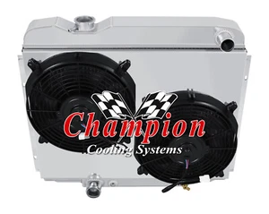 Ace Champion 4 Row Radiator,12" Fans,Shroud for 1965 1966 Ford Custom V8 Engine - Picture 1 of 6