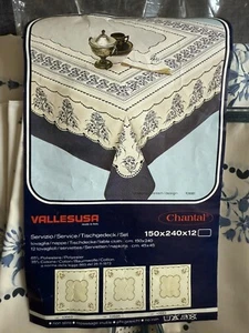 NUEVO VALLESUSA Mantel Hecho en Italia Largo 150x240x12 Jacquard Azul 12 Servilletas - Imagen 1 de 12
