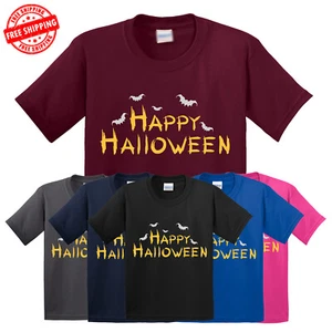 Happy Halloween Pumpkin Kids Funny T-Shirt Horror Graphic New USA Gift Tee S-3XL - Picture 1 of 13