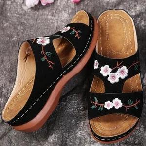 Women Sandals Anti-Slip Summer Casual Orthopedic Open Toe Flats Beach Shoes Size - Picture 1 of 23