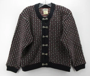 VINTAGE LL Bean Sweater Women Small Blue Wool Cardigan Birdseye Norway Ladies - Picture 1 of 9