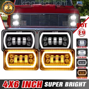 4x 4x6" LED Headlight Hi/Lo Sealed DRL For GMC C1500 2500 3500 K1500 K2500 Truck - Picture 1 of 12