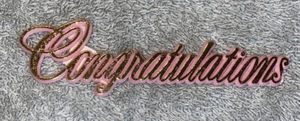 Vtg Cake Cupcake Decoration Plastic Words “Congratulations” Pink & Gold Letters - Picture 1 of 4