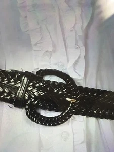 NEW women's yellow faux leather woven belt - Picture 1 of 1