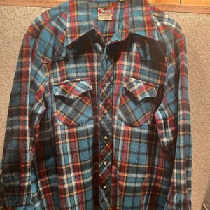 Vintage Big Smith plaid shirt; pearl snap 100% acrylic 16 1/4–33 (w) - Picture 1 of 5