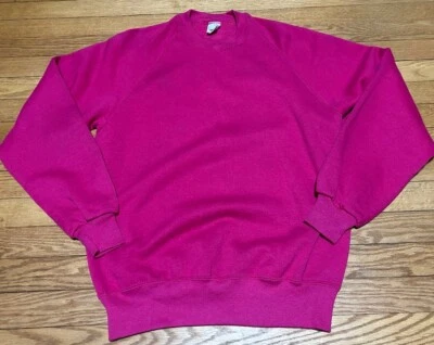 Sudadera De Colección Años 90 JERZEES Rosa Cuello Redondo en Blanco Talla L Hecha en EE. UU. Foto 1 de 4