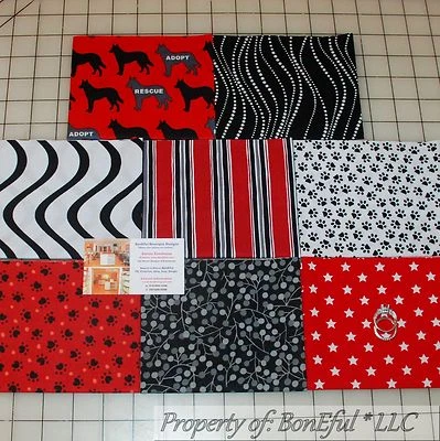 BonEful Fabric COTTON QUILT LOT B&W Red German Shepherd Dog Puppy RESCUE Paw Dot - Image 1 of 4