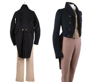Navy Blue Wool Regency Tailcoat Inspired by Jeremy Malcolm Historical Formalwear - Picture 1 of 5