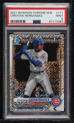 2021 Bowman Chrome Prospects Mega Box Mojo Refractor Cristian Hernandez PSA 9 - Image 1 of 2