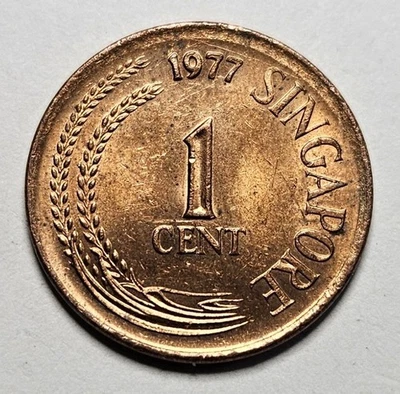 1977 Singapore 1 One Cent - Copper Clad Steel Coin - Singaporean - World Coin - Image 1 of 2