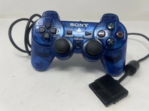 Sony PlayStation 2 PS2 Ocean Blue Clear Controller DualShock OEM SCPH-10010 9/10 - Picture 1 of 4