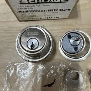 SCHLAGE B562P 619 2-Cyl Deadbolt, Satin Nickel - Picture 1 of 4