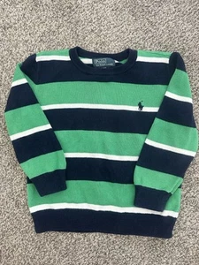 Polo Ralph Lauren Boys Green Blue Stripe Sweater Size 4T - Picture 1 of 5