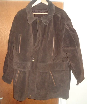 Men’s Retro Vintage Dark Brown Leather Man Norway Suede Coat - Size XL 52" Chest - Image 1 of 4