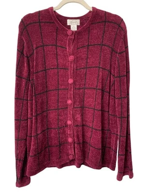 Vintage 90s Foxcroft Cardigan Sweater Size XL Button Windowpane Deadstock NEW - Image 1 of 4