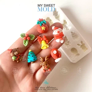 Formine biscotti silicone mold Natale renna albero pupazzo neve orsetto guanto - Picture 1 of 3