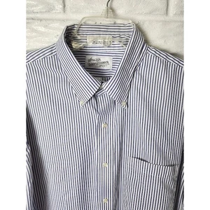 Sears Roebuck And Co l/s Striped Button Up Dress Shirt Men's 17 1/2 34/35 - Picture 1 of 5