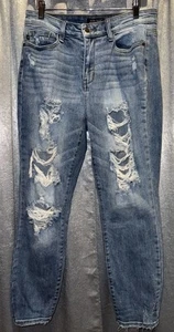 Judy Blue Distressed Jeans Size 7/8 Boyfriend Fit - Picture 1 of 7