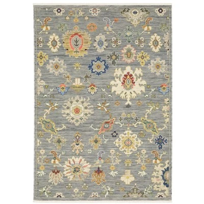 Oriental Weavers Lucca Area Rug 5507E Casual Grey Medallion Floral - Image 1 of 4