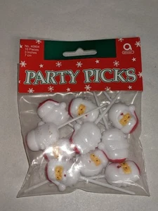 10 Vintage Christmas 3D Santa Head Plastic Cupcake Cake Picks Toppers. (FS) - Picture 1 of 4