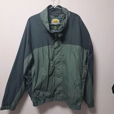 Cabela's XL Dark Green Nylon Jacket Full Zip Ribbed Hem - image 1 of 3
