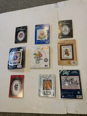 Lote de 9 punta de aguja punto de cruz contado varios nuevos/ Foto 1 de 2