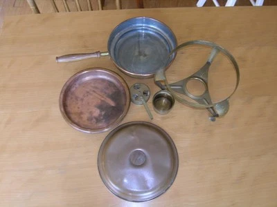 Antique Brass Copper Tin Chafing Dish Food Warmer Tagus Portugal Stand & Burner - Image 1 of 4