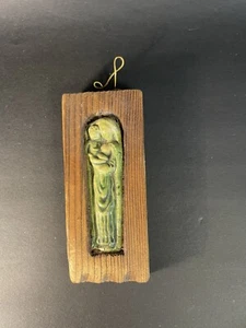 Vintage Small Wood & Ceramic Madonna With Child Ornament Wall Hanging-Chip - Picture 1 of 12